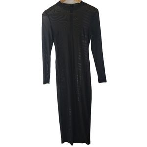 Iris Sheer Long Sleeve Open Face Zipper Maxi Dress